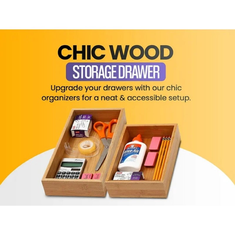 YBM HOME Bamboo Drawer Organizer Storage Box for Kitchen Drawer, Junk Drawer, Office, Bedroom, Children Room, Craft, Sewing, and Bathroom, 6x15x2 inch - Image 5